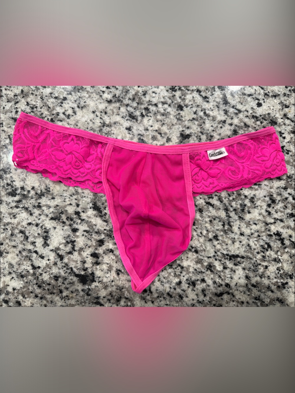 Men’s Pink Sheer Candyman G String Thong Large